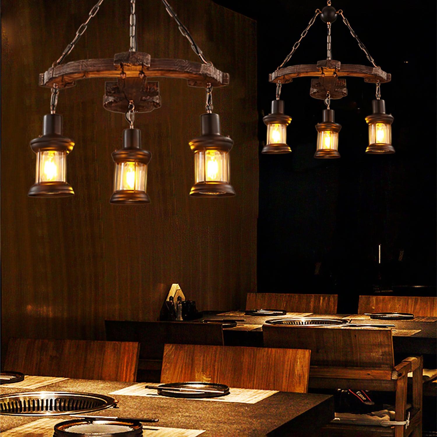 Aurzorir Vintage Wood Chandelier-Neutral Decor