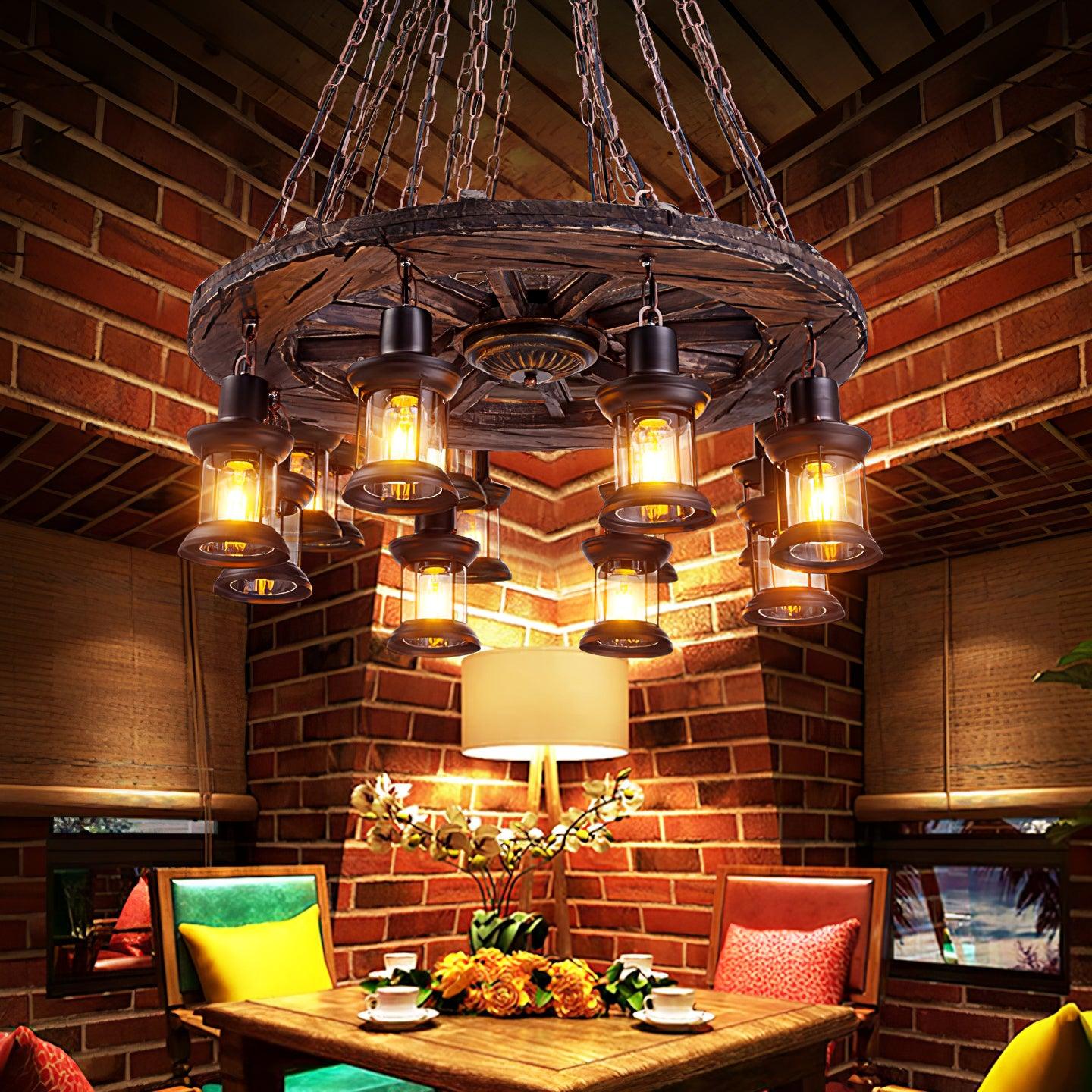 Aurzorir Vintage Wood Chandelier-Neutral Decor