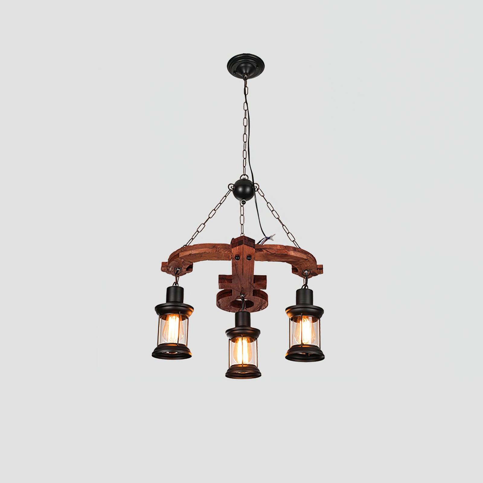 Aurzorir Vintage Wood Chandelier-Neutral Decor