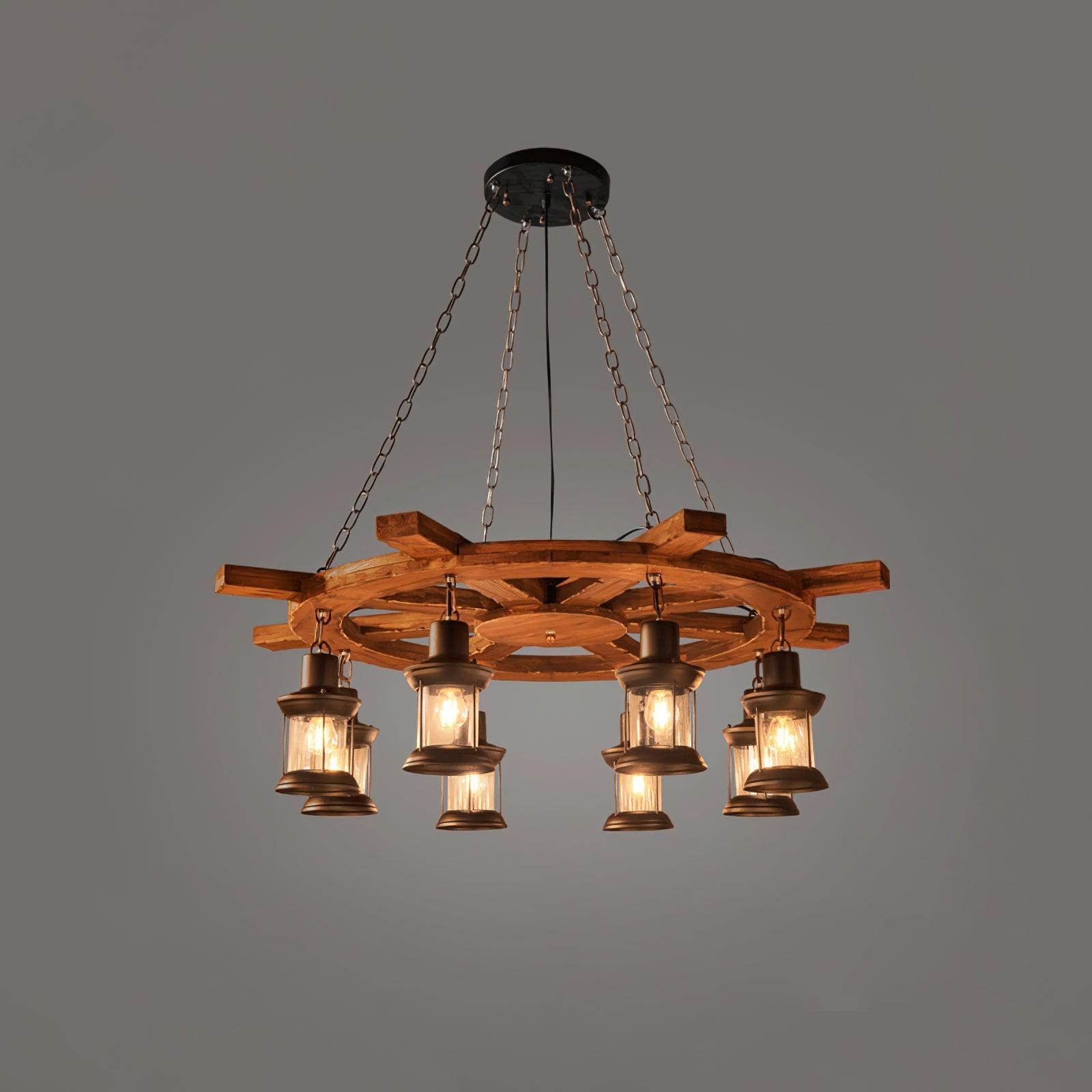 Aurzorir Vintage Wood Chandelier-Neutral Decor