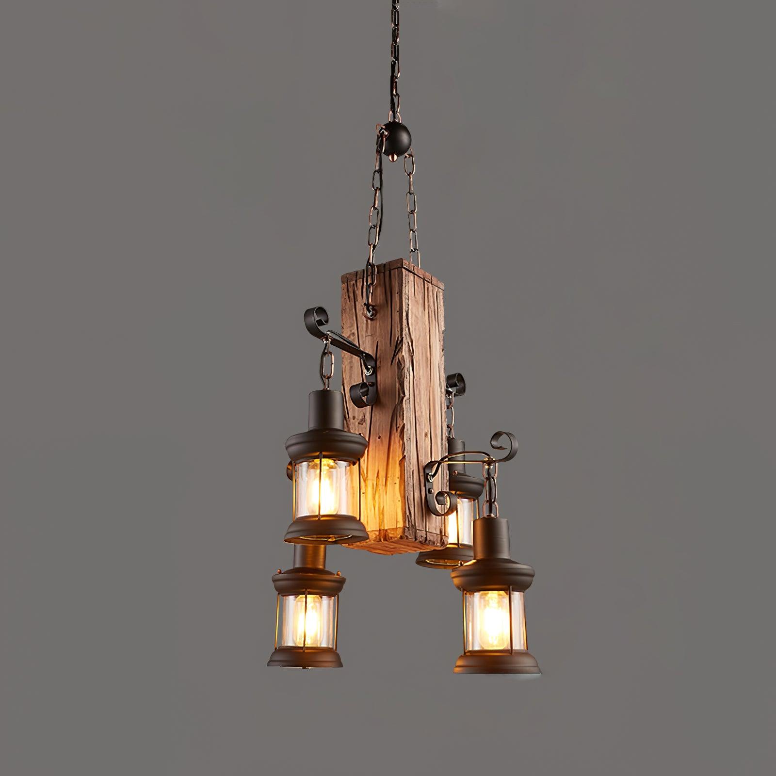 Aurzorir Vintage Wood Chandelier-Neutral Decor