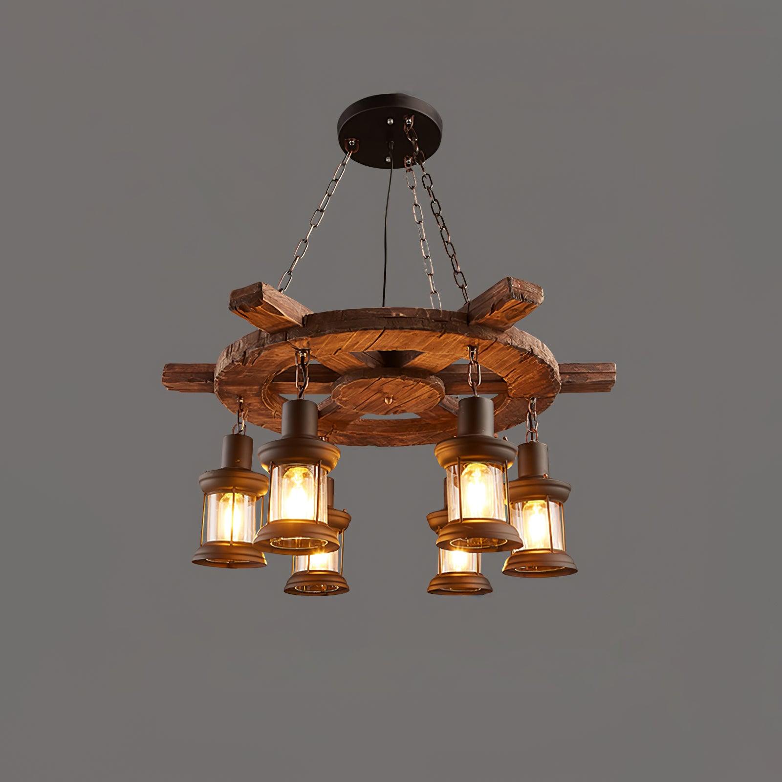 Aurzorir Vintage Wood Chandelier-Neutral Decor