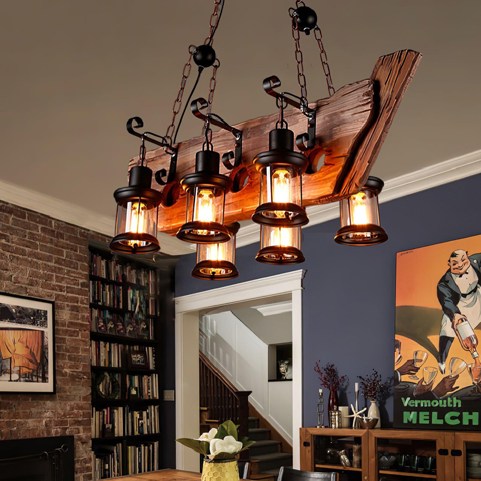 Aurzorir Vintage Wood Chandelier-Neutral Decor