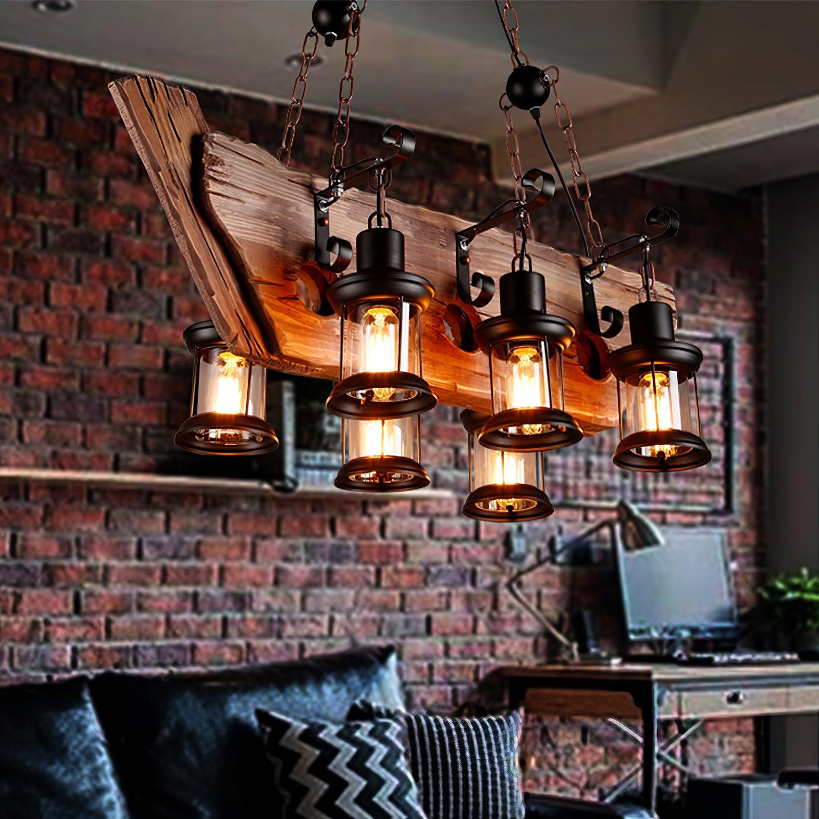 Aurzorir Vintage Wood Chandelier-Neutral Decor