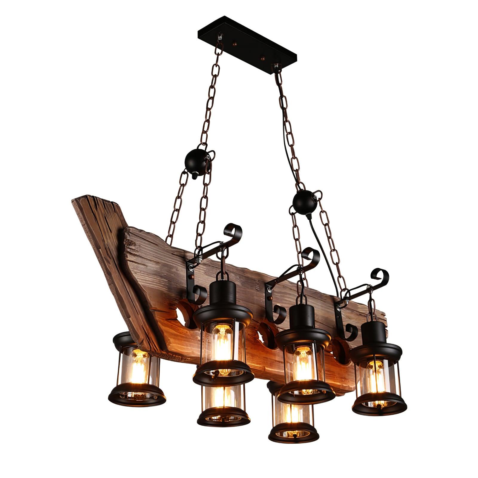 Aurzorir Vintage Wood Chandelier-Neutral Decor