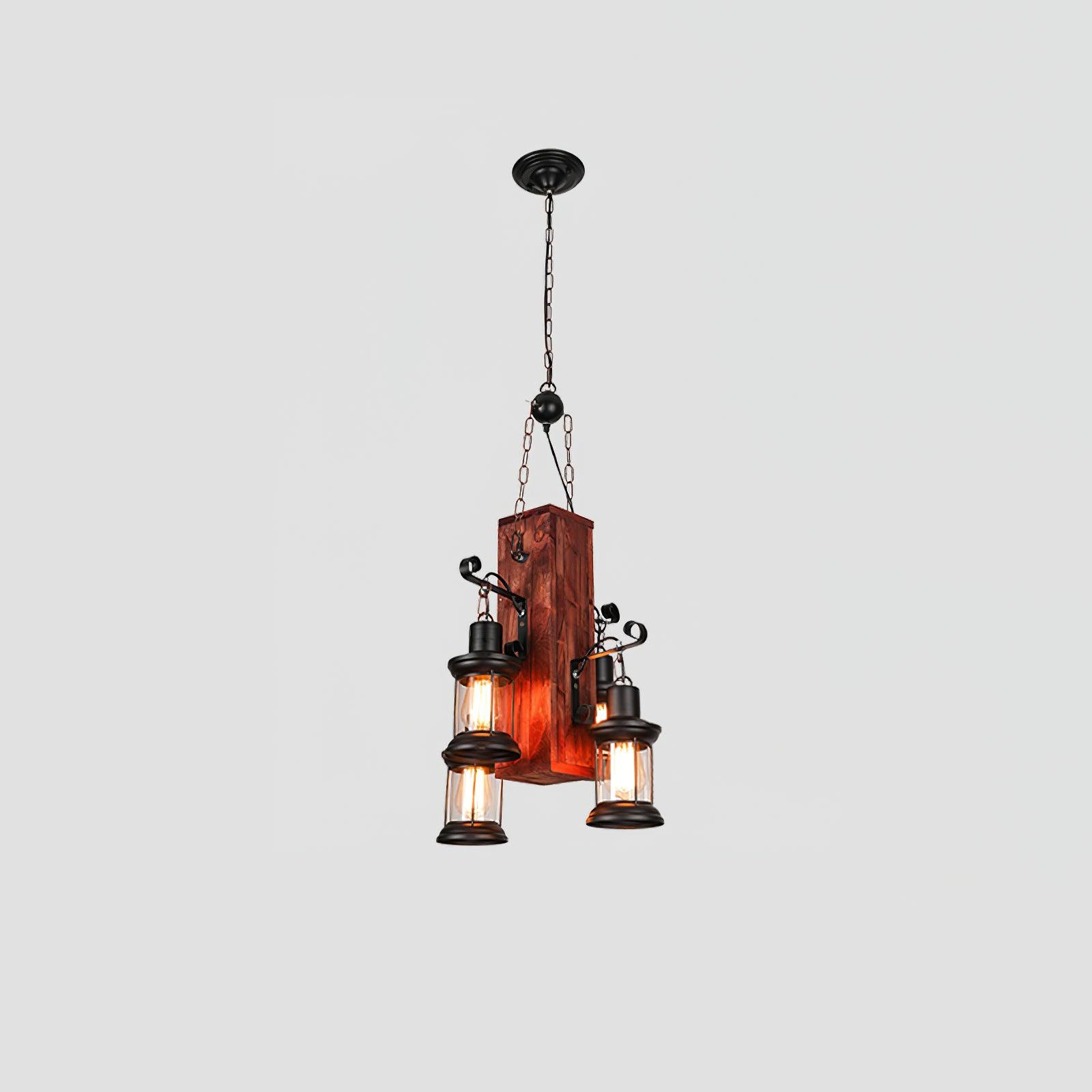 Aurzorir Vintage Wood Chandelier-Neutral Decor