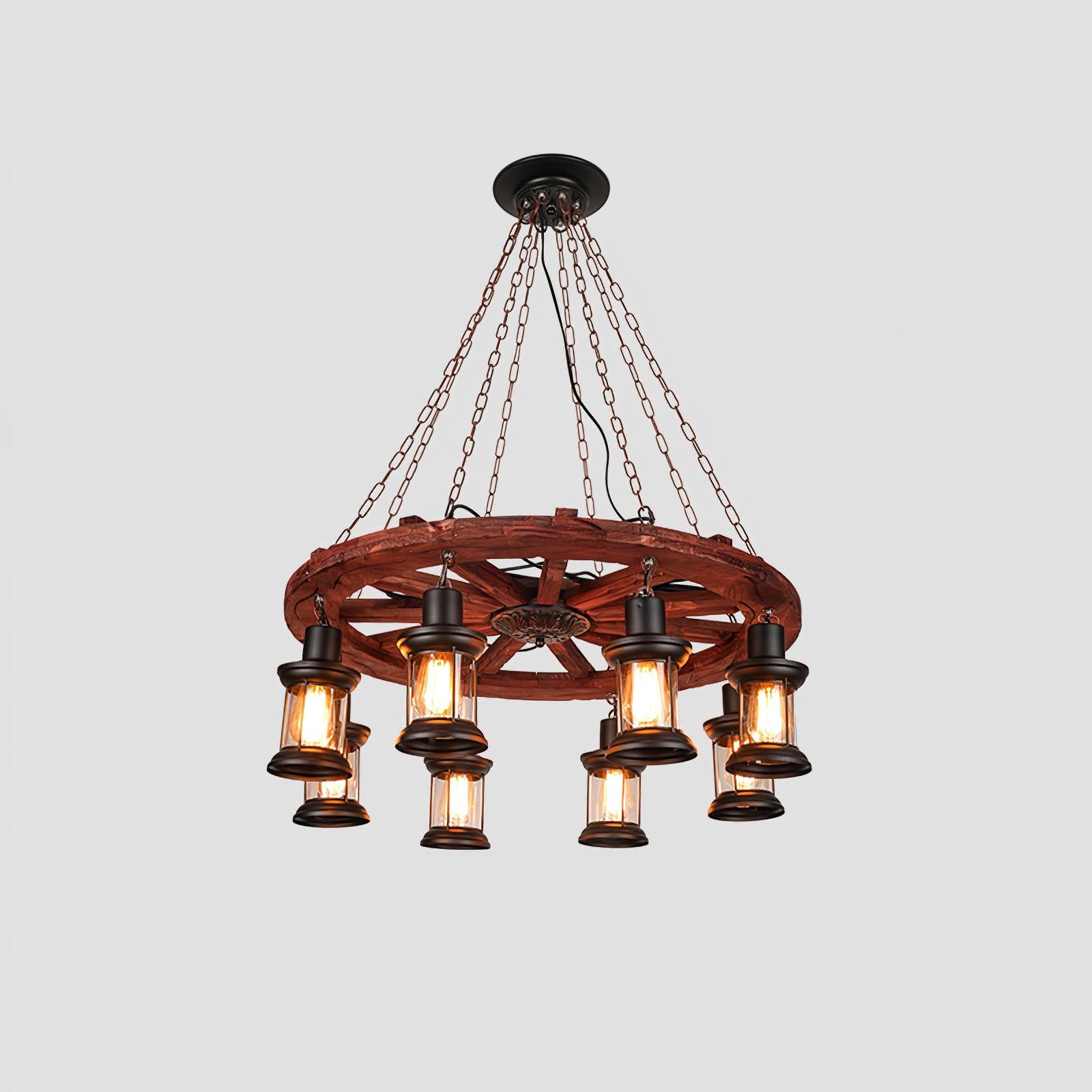 Aurzorir Vintage Wood Chandelier-Neutral Decor