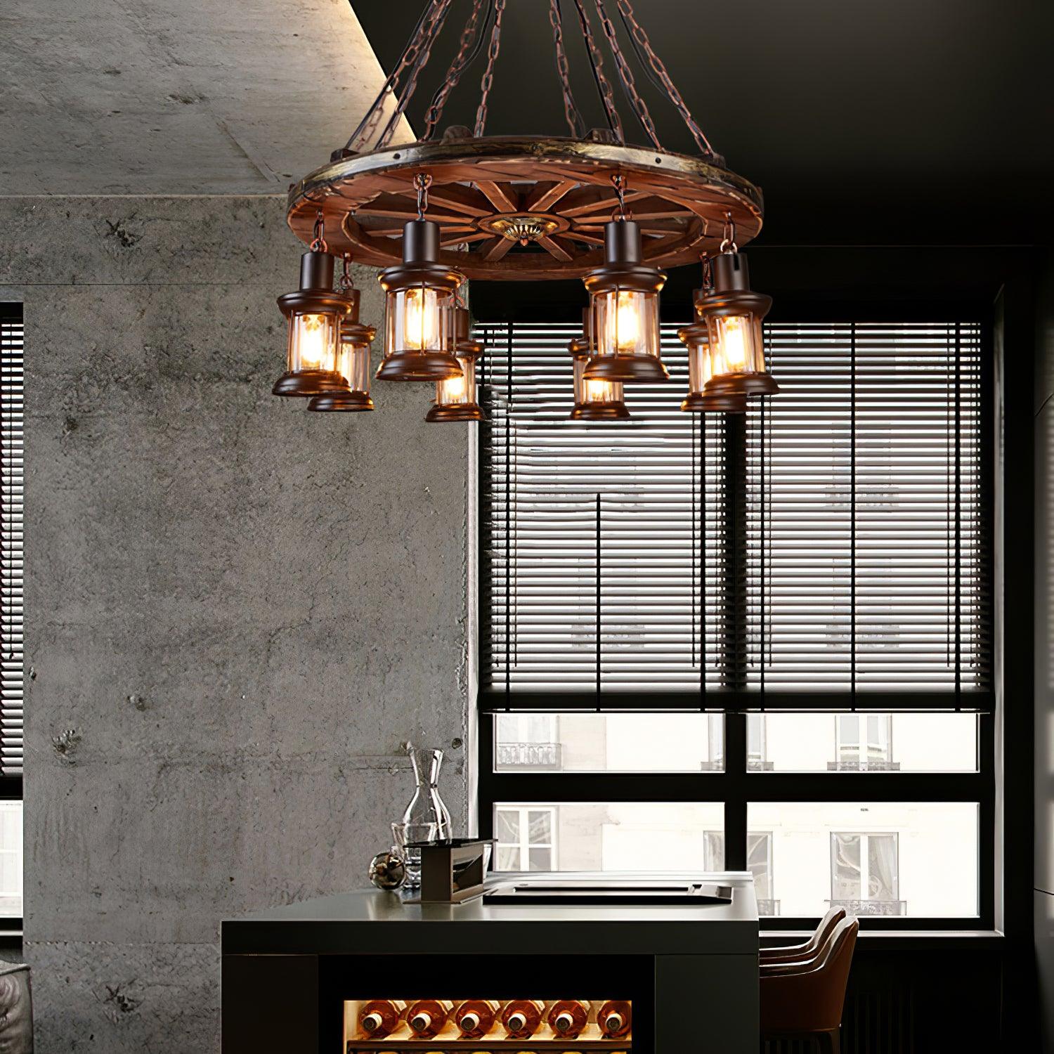 Aurzorir Vintage Wood Chandelier-Neutral Decor