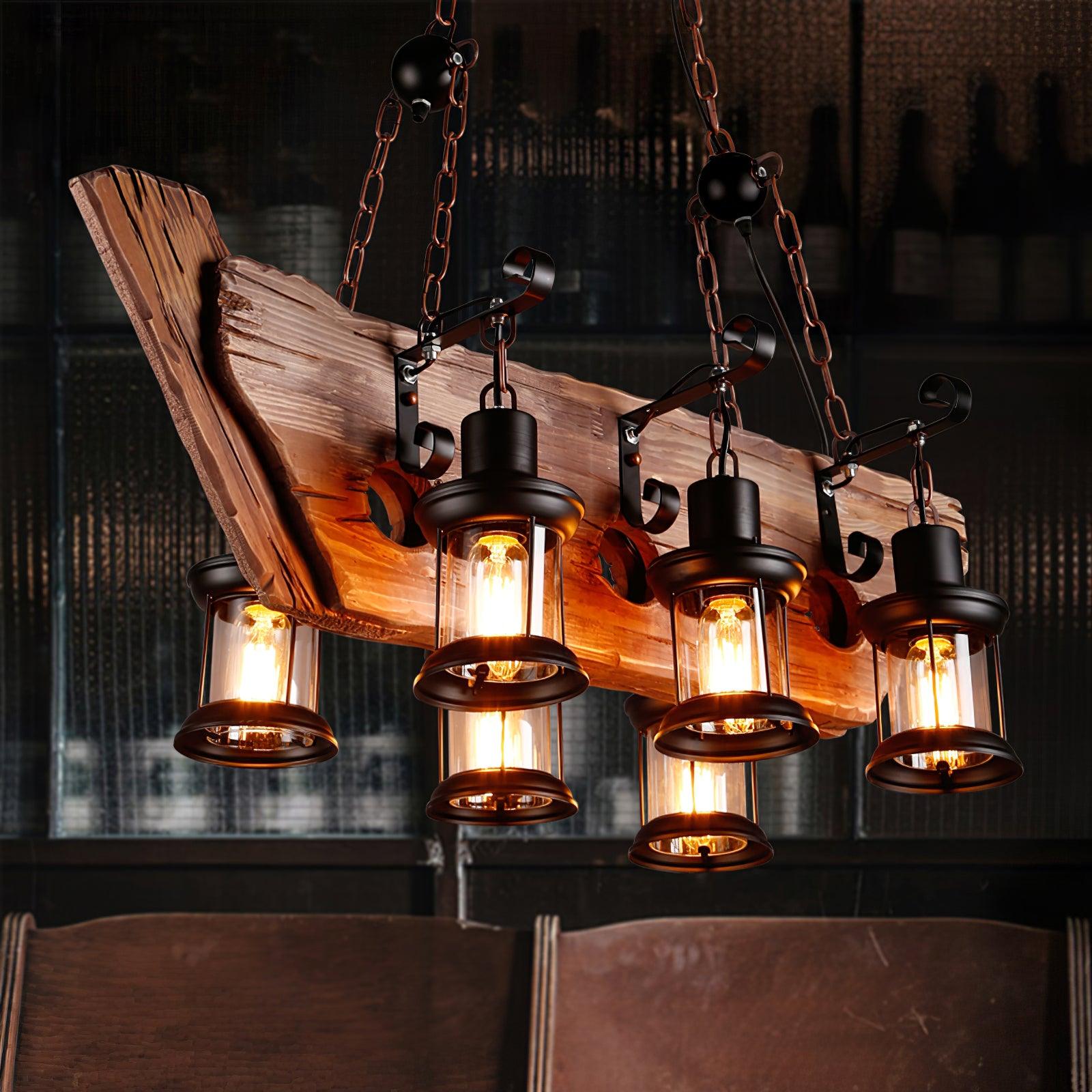 Aurzorir Vintage Wood Chandelier-Neutral Decor