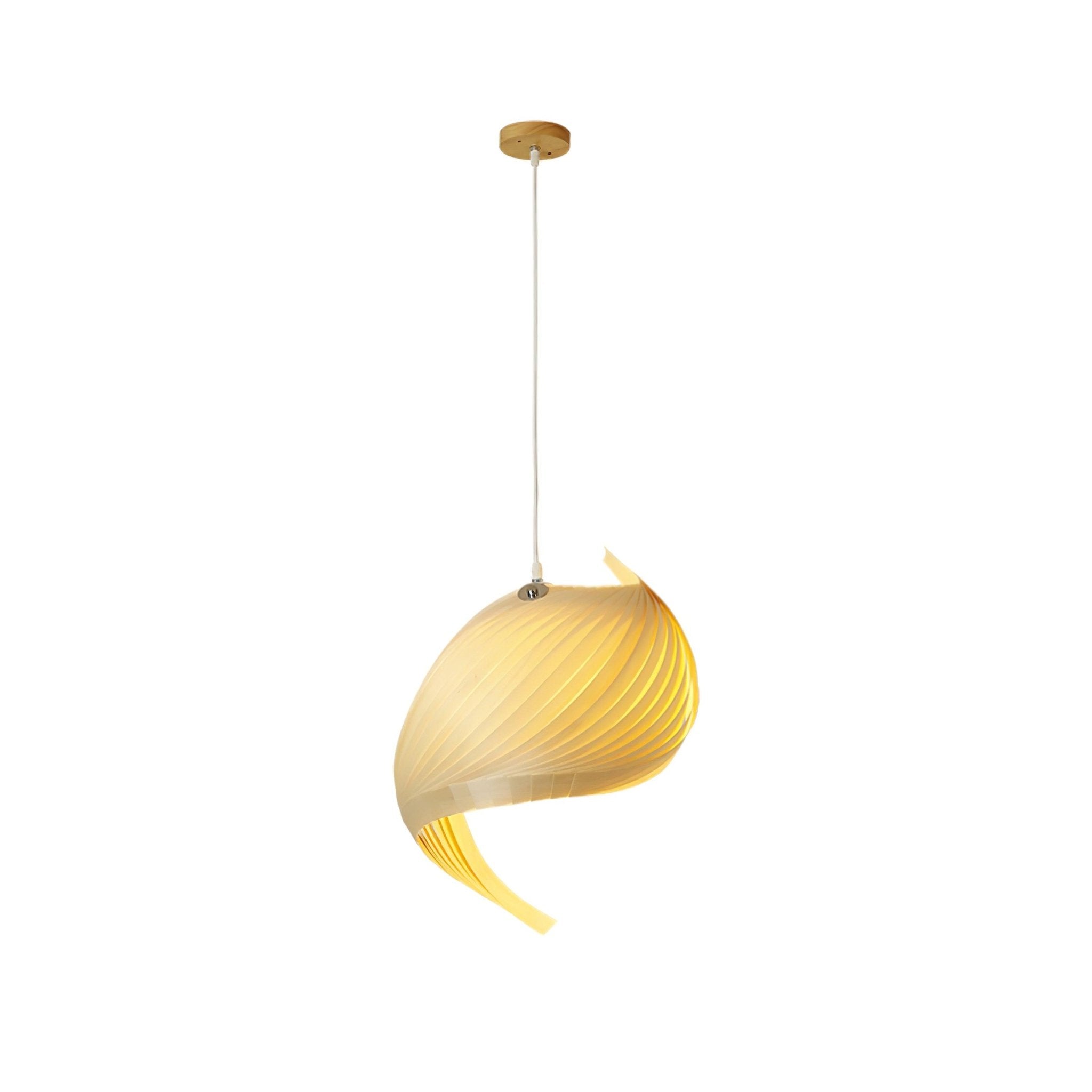 Loe Postmodern Luxury Shell Wood Wood Pendant Light-Neutral Decor