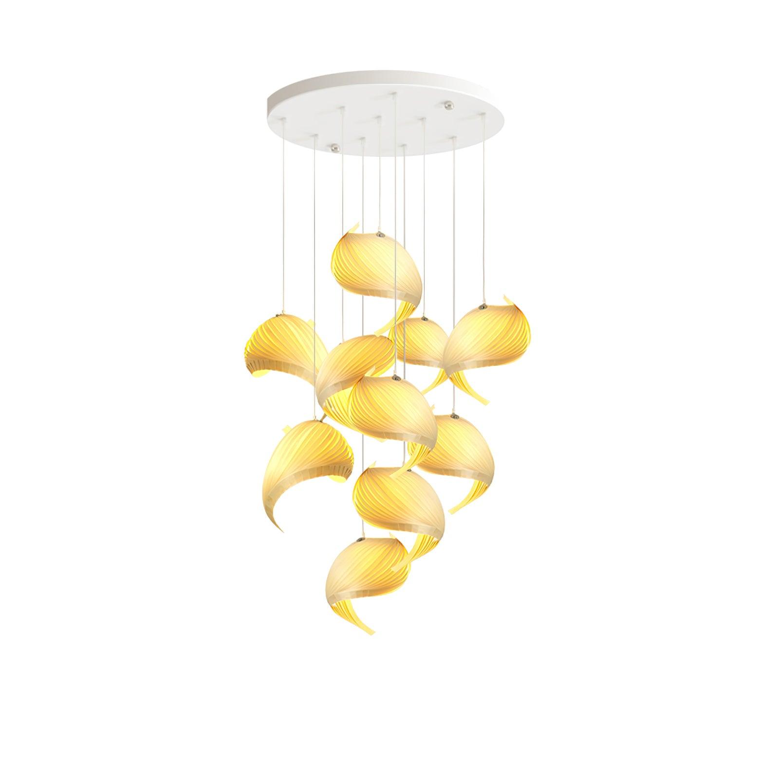 Loe Postmodern Luxury Shell Wood Wood Pendant Light-Neutral Decor