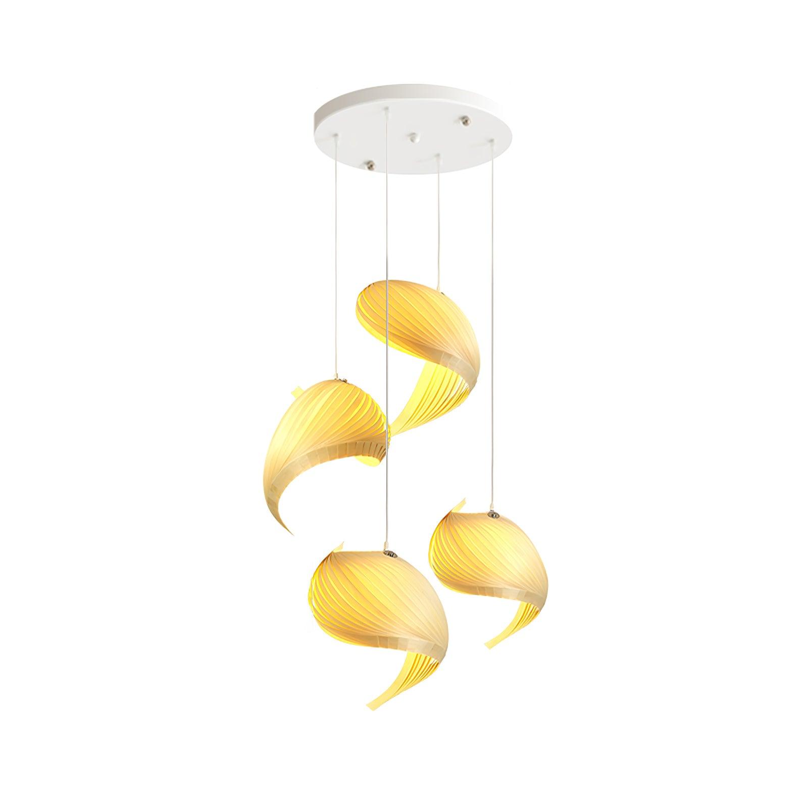 Loe Postmodern Luxury Shell Wood Wood Pendant Light-Neutral Decor