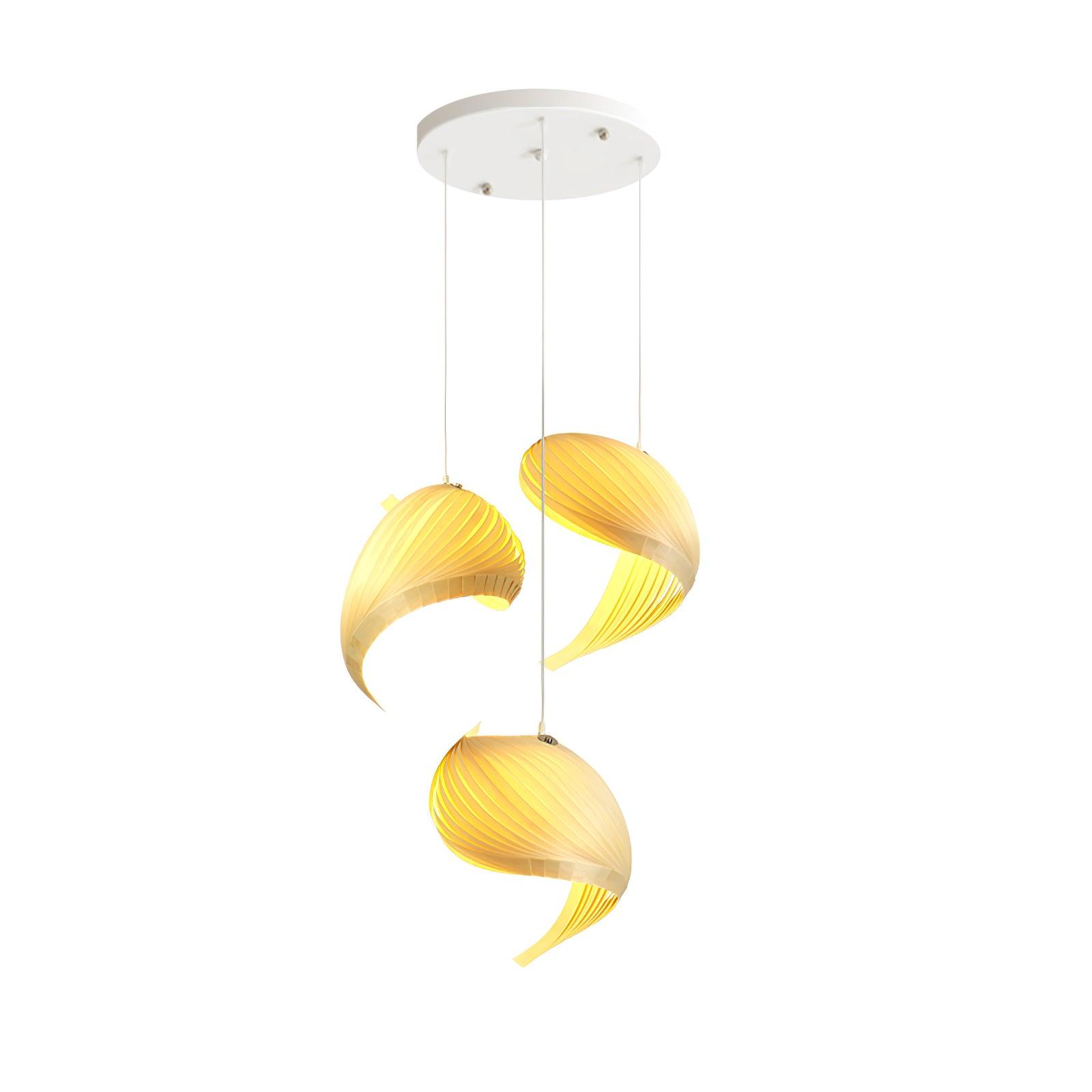 Loe Postmodern Luxury Shell Wood Wood Pendant Light-Neutral Decor