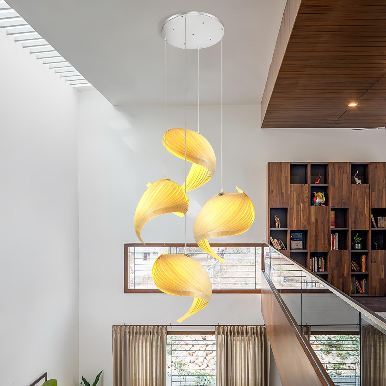 Loe Postmodern Luxury Shell Wood Wood Pendant Light-Neutral Decor