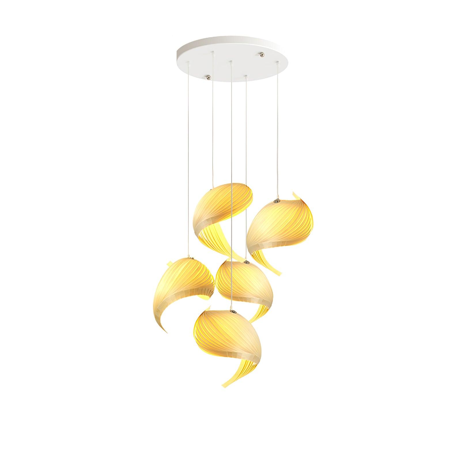 Loe Postmodern Luxury Shell Wood Wood Pendant Light-Neutral Decor