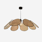 Chandelier with Rattan Petals and Metal Frame Ambient Bohemian