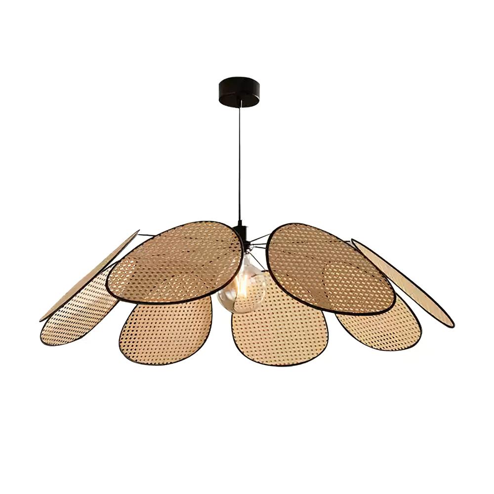 Chandelier with Rattan Petals and Metal Frame Ambient Bohemian