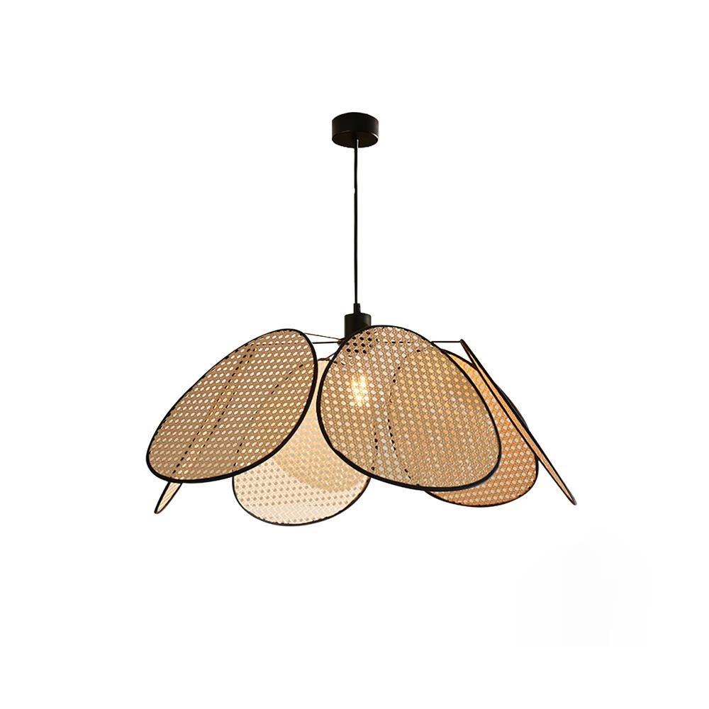 Chandelier with Rattan Petals and Metal Frame Ambient Bohemian