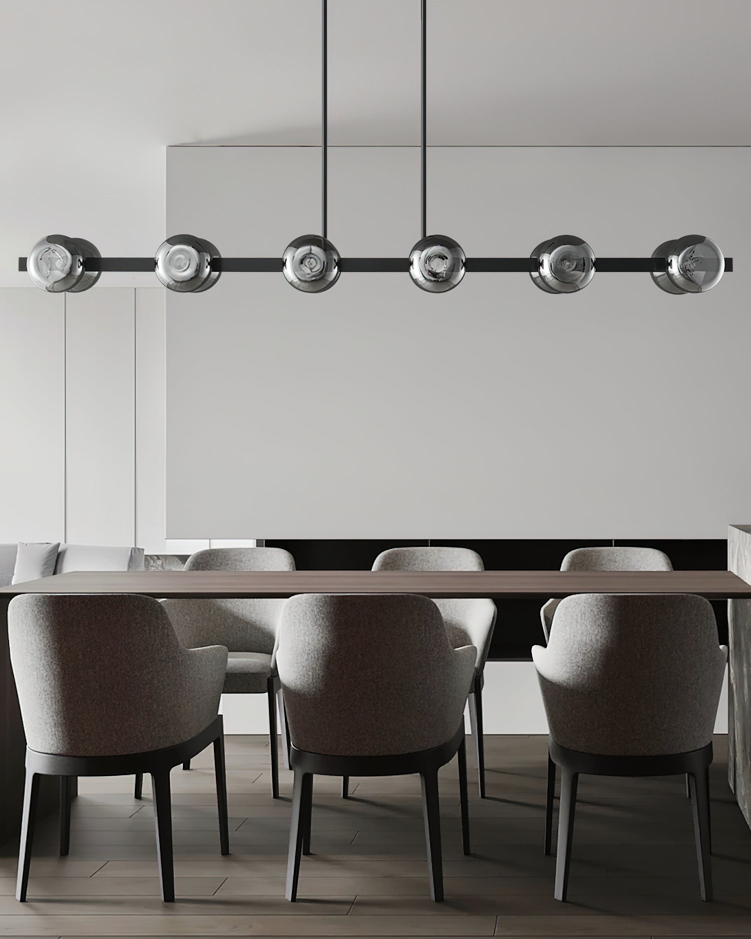 Lustra Chandelier Black Frame Smoked Glass Bold-Neutral Decor