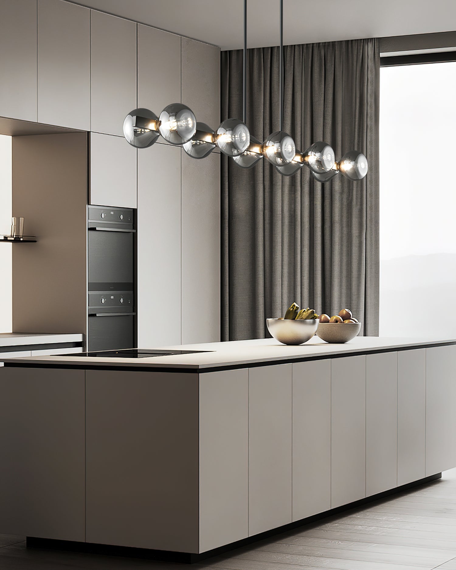 Lustra Chandelier Black Frame Smoked Glass Bold-Neutral Decor