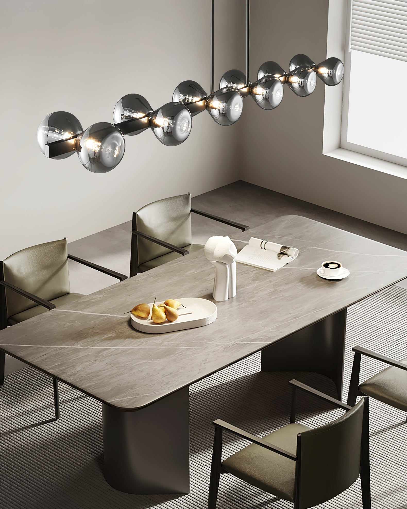 Lustra Chandelier Black Frame Smoked Glass Bold-Neutral Decor