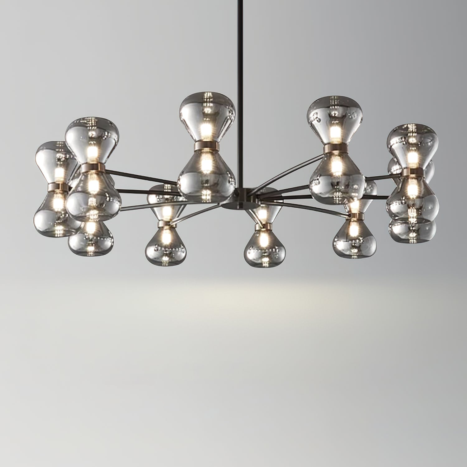 Lustra Chandelier Black Frame Smoked Glass Bold-Neutral Decor