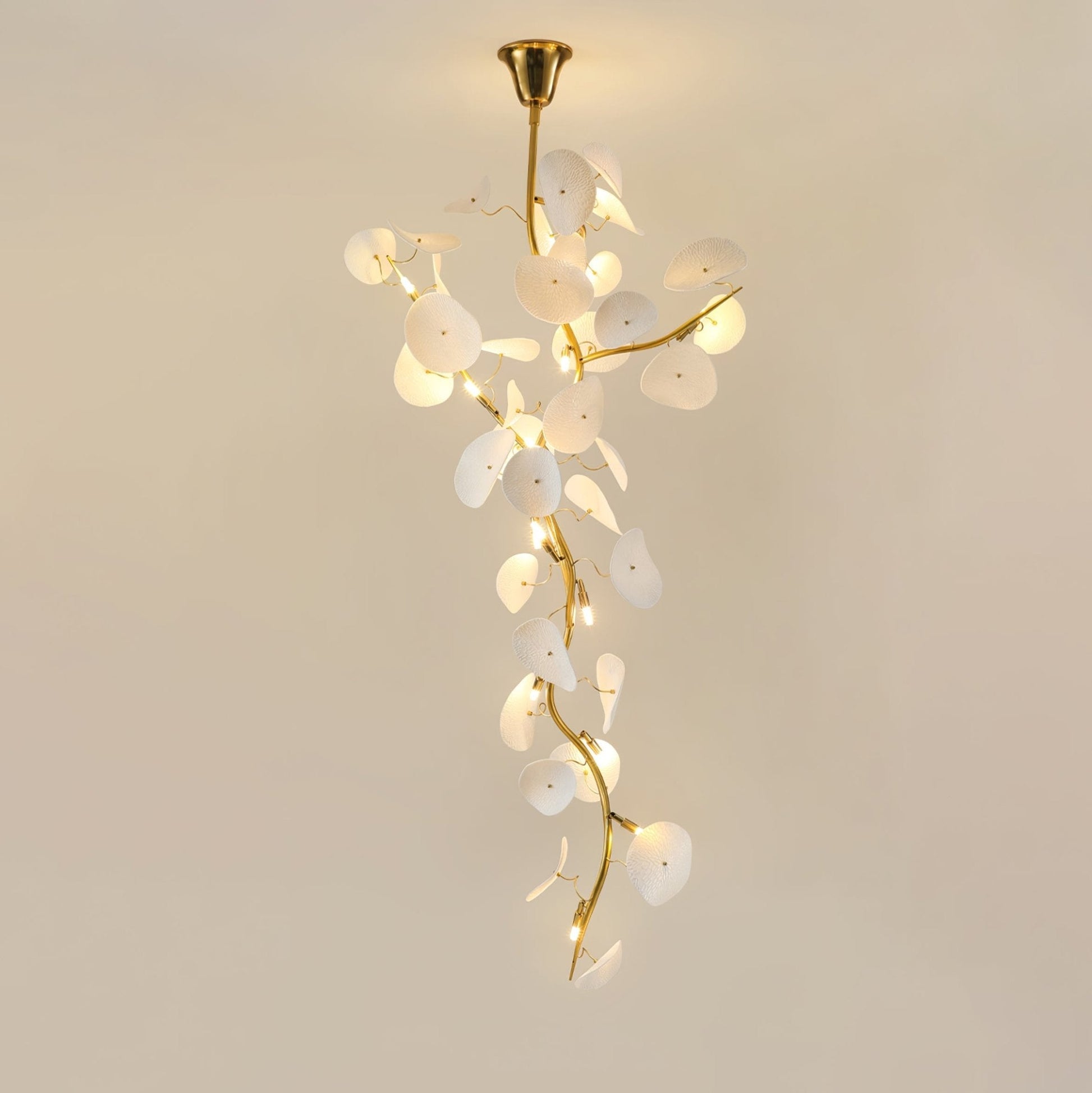 Orthair Branch Ceramic Brass Chandelier-Neutral Decor