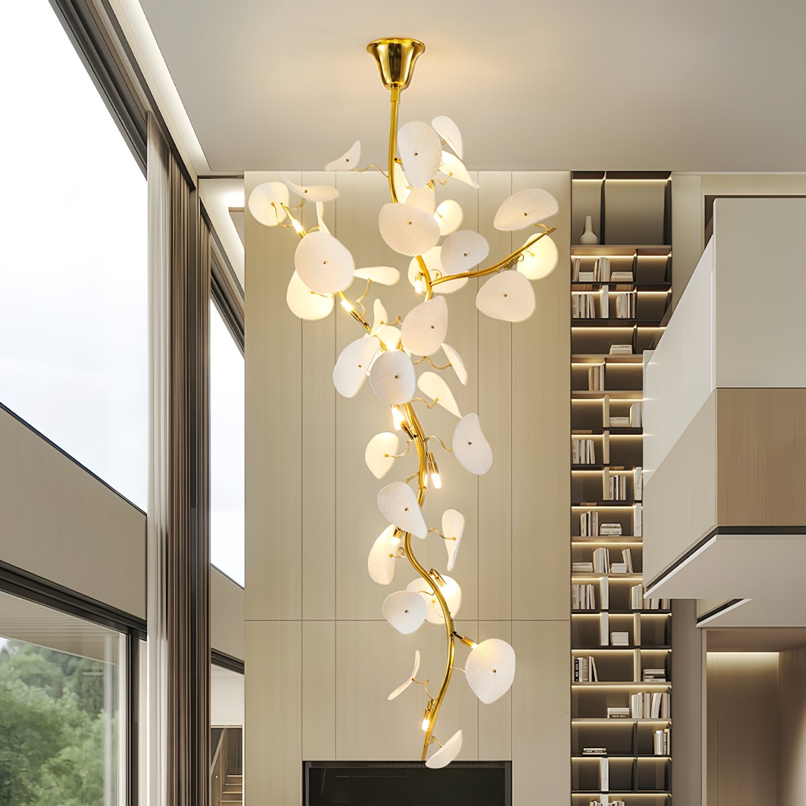 Orthair Branch Ceramic Brass Chandelier-Neutral Decor