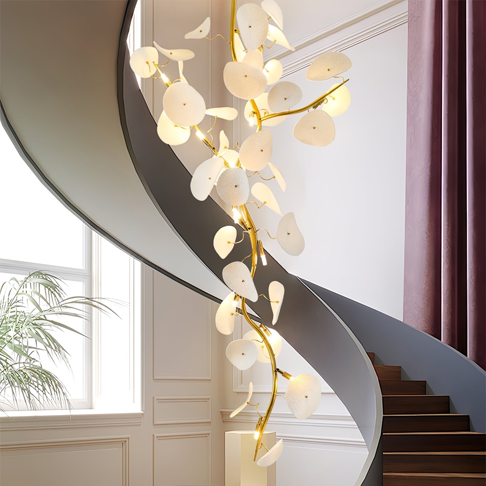 Orthair Branch Ceramic Brass Chandelier-Neutral Decor