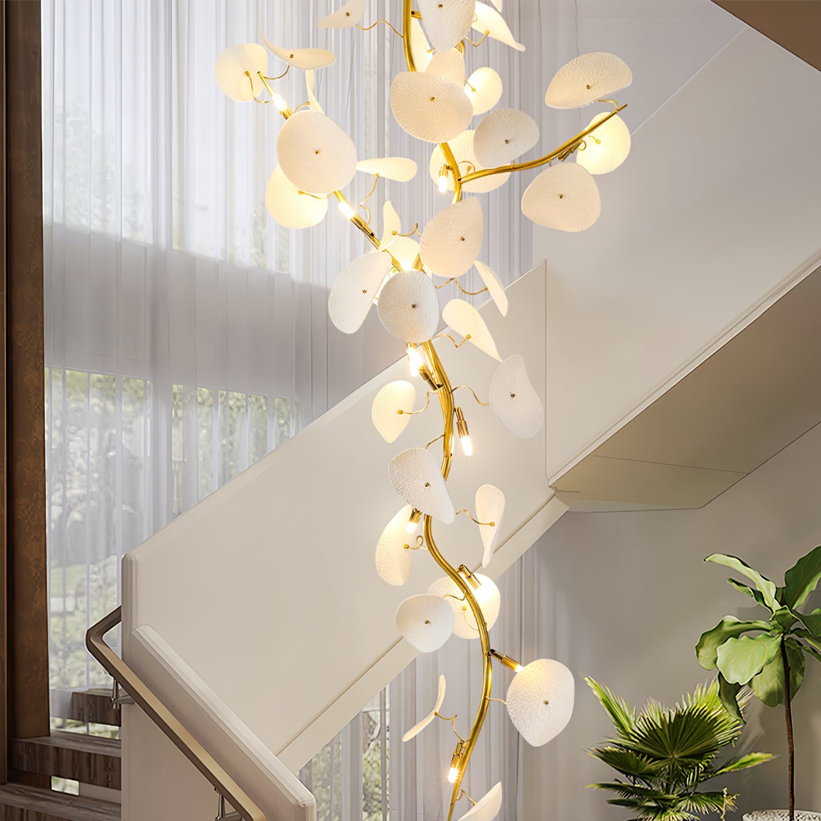 Orthair Branch Ceramic Brass Chandelier-Neutral Decor