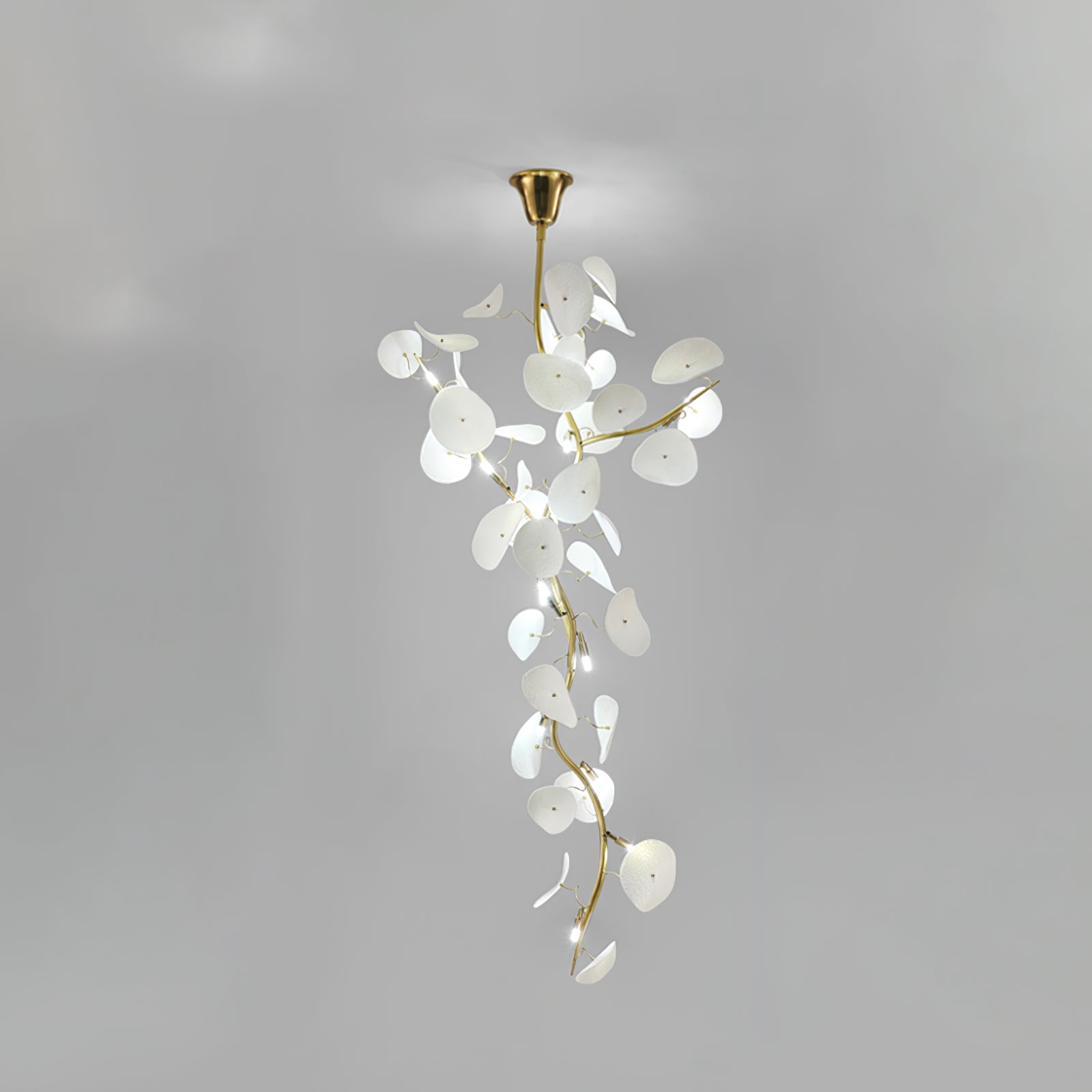 Orthair Branch Ceramic Brass Chandelier-Neutral Decor