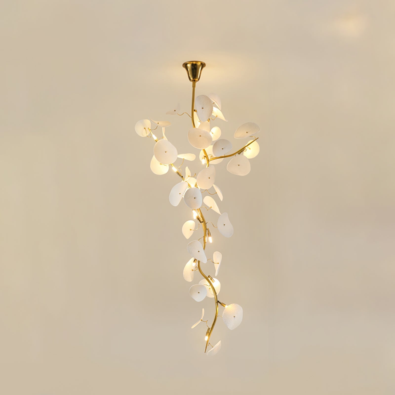 Orthair Branch Ceramic Brass Chandelier-Neutral Decor