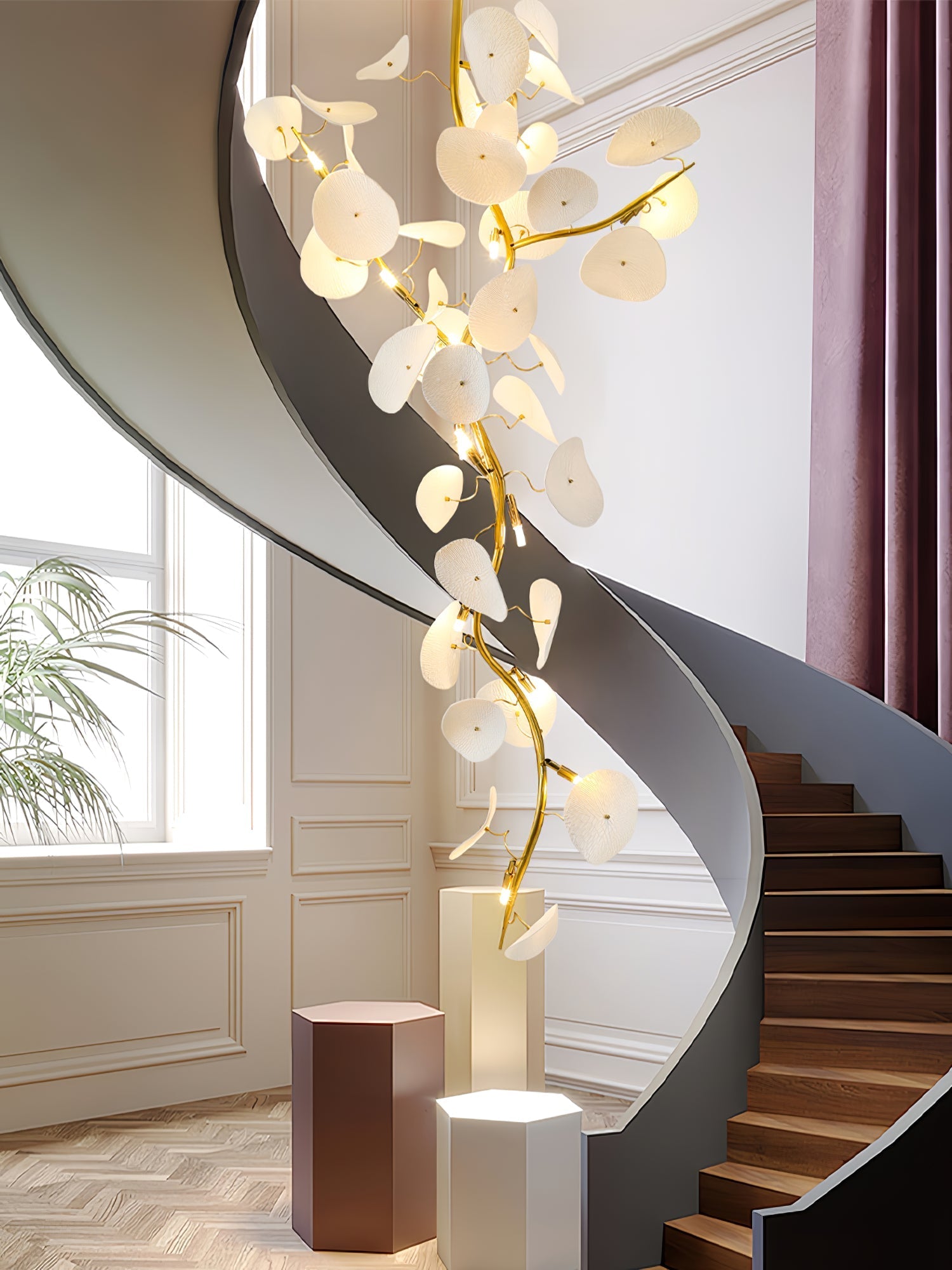 Orthair Branch Ceramic Brass Chandelier-Neutral Decor