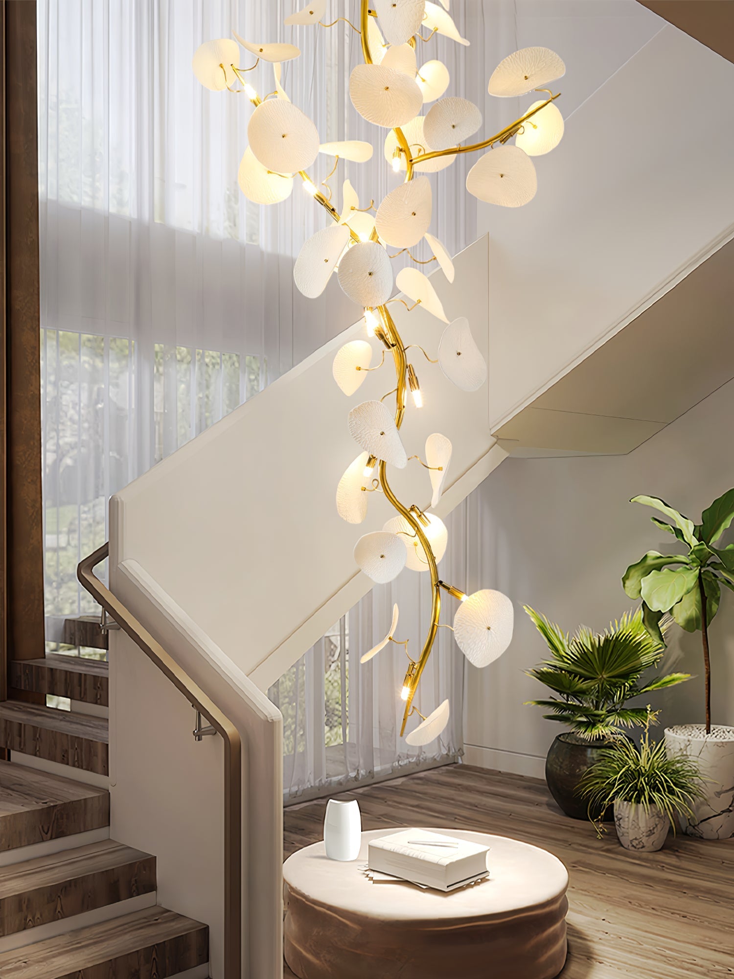 Orthair Branch Ceramic Brass Chandelier-Neutral Decor