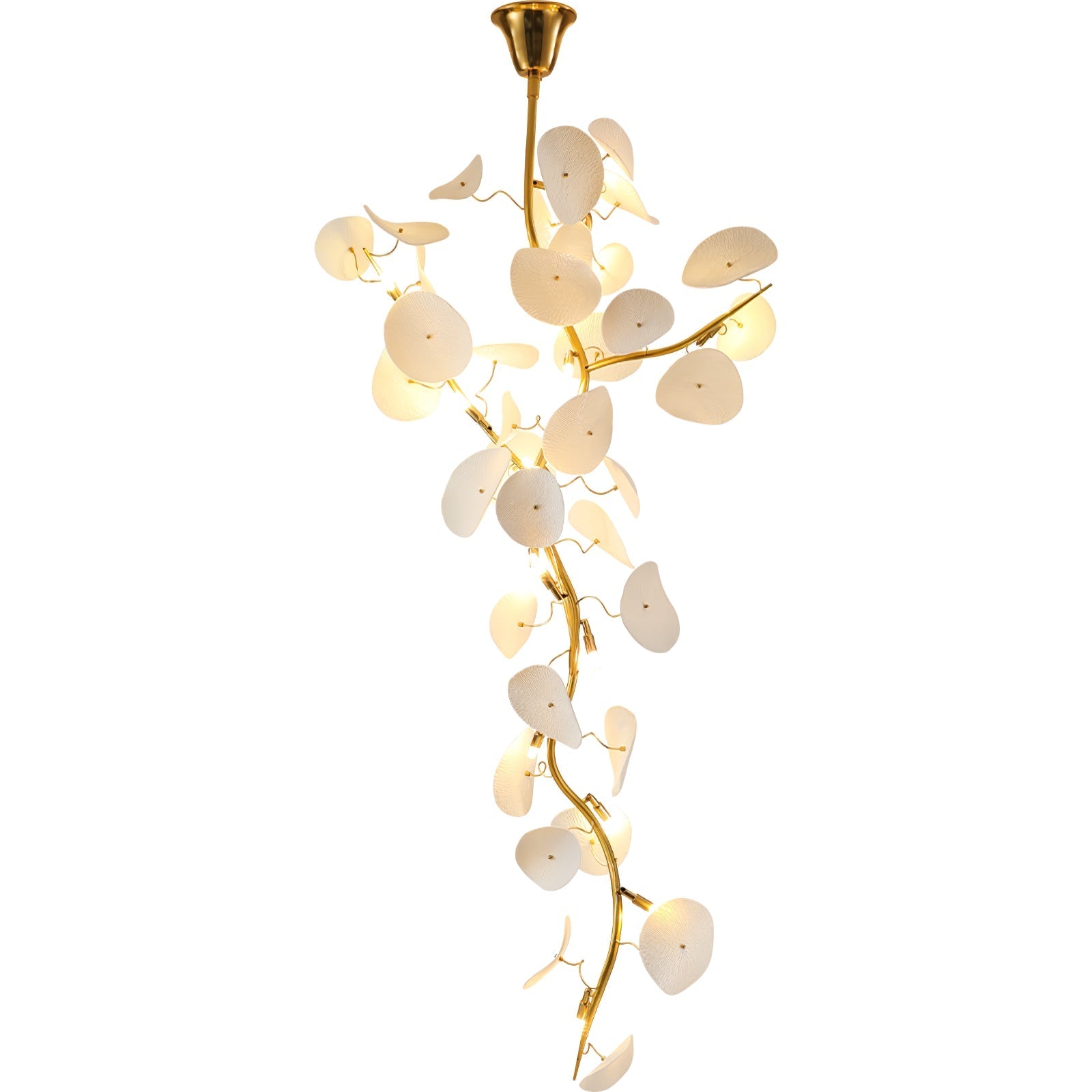 Orthair Branch Ceramic Brass Chandelier-Neutral Decor