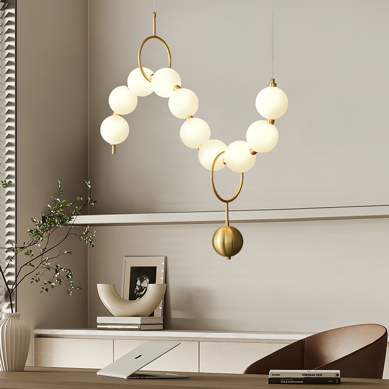Lustra Pendant Lamp Necklace Glass-Neutral Decor
