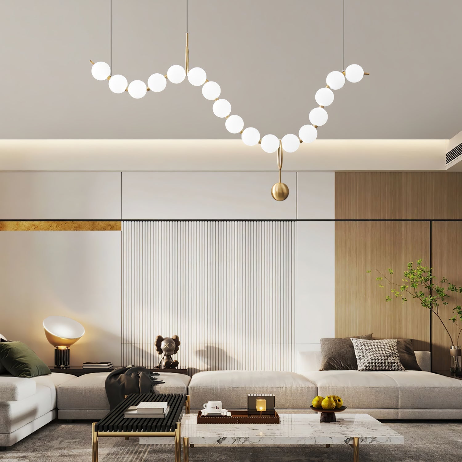 Lustra Pendant Lamp Necklace Glass-Neutral Decor