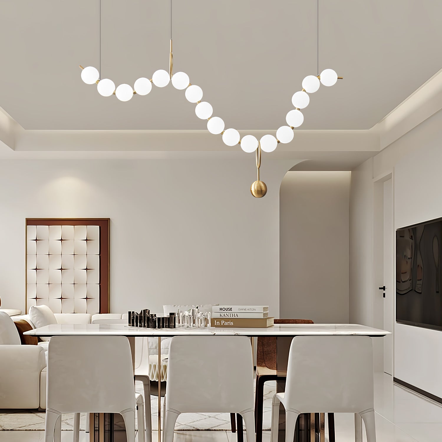 Lustra Pendant Lamp Necklace Glass-Neutral Decor