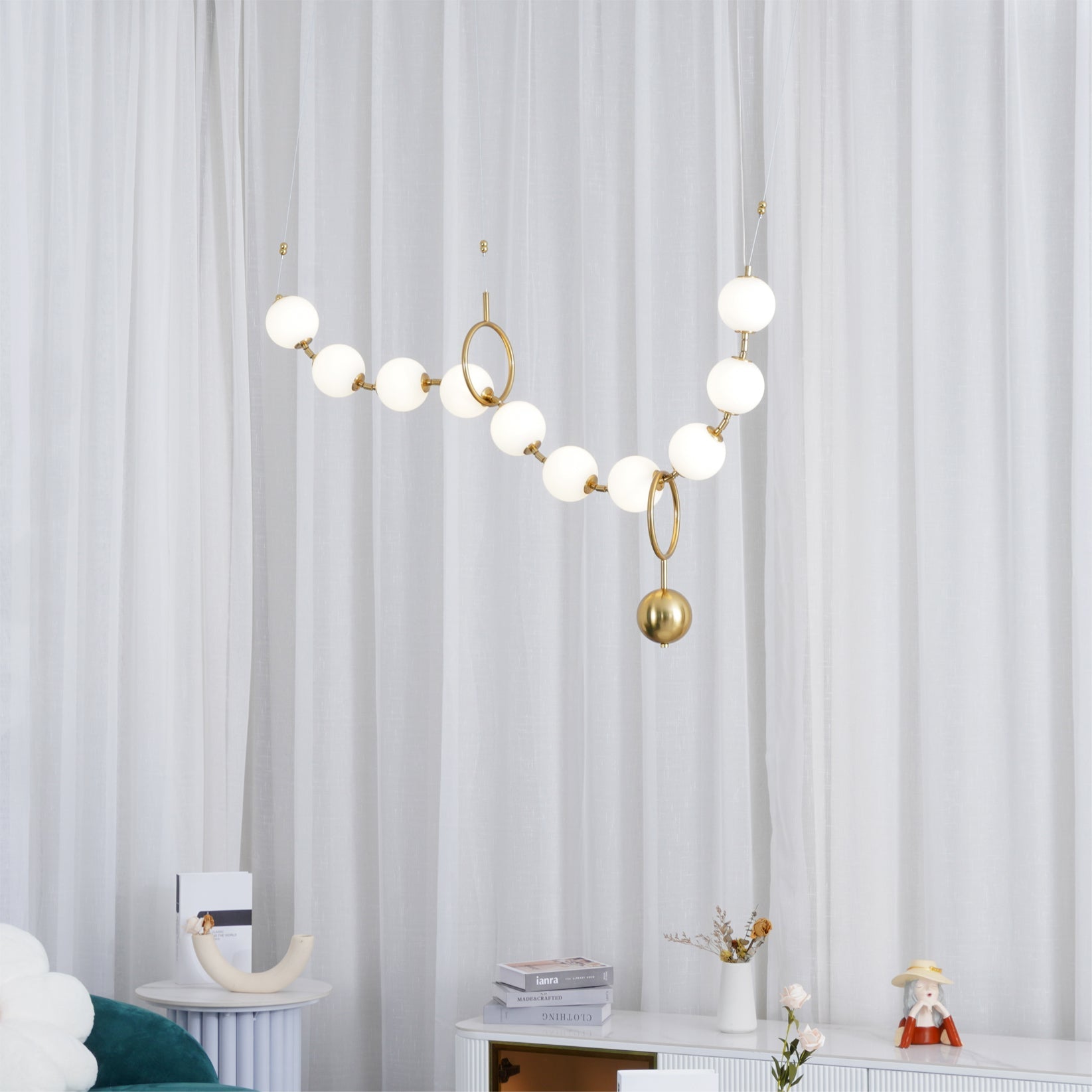 Lustra Pendant Lamp Necklace Glass-Neutral Decor