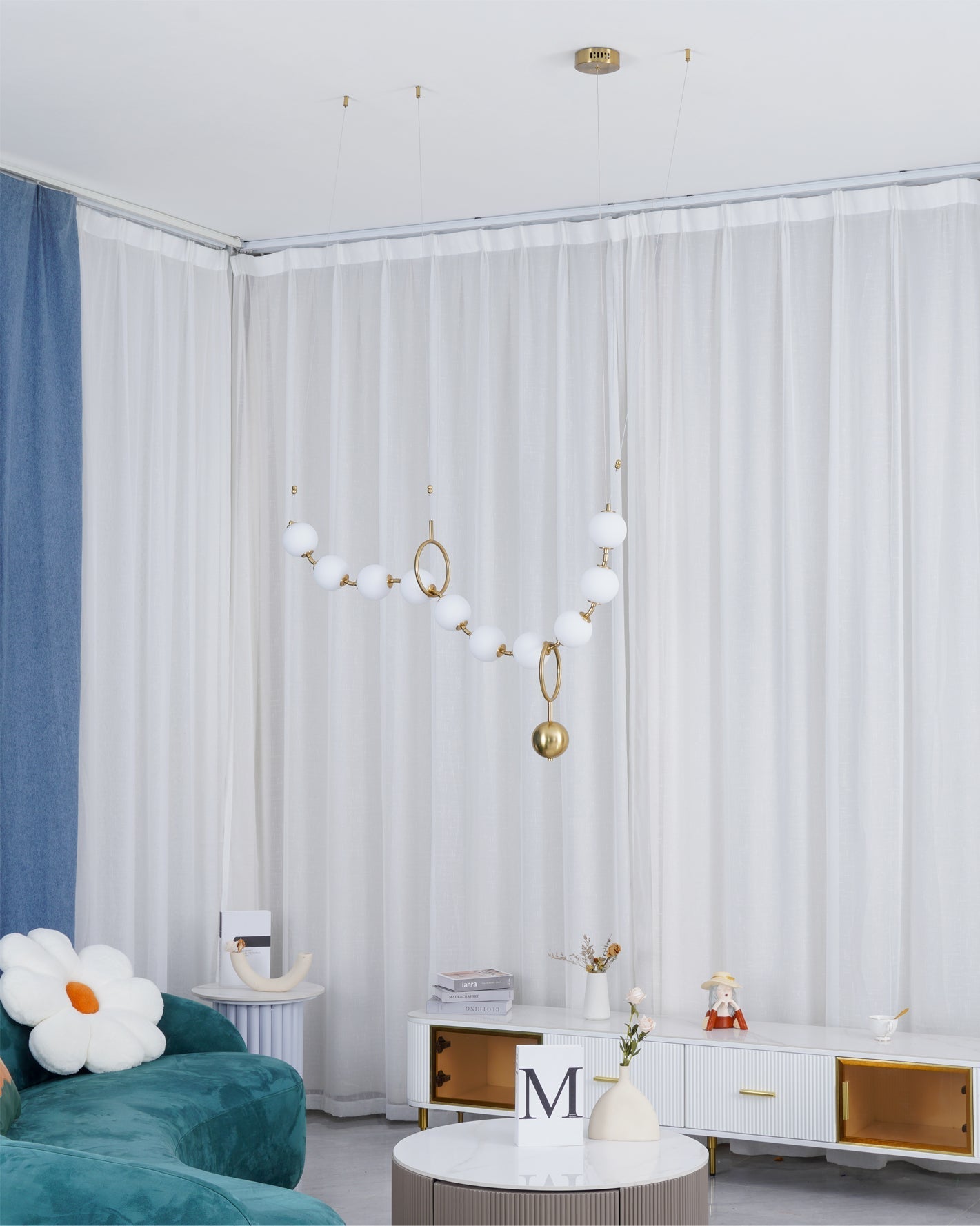 Lustra Pendant Lamp Necklace Glass-Neutral Decor
