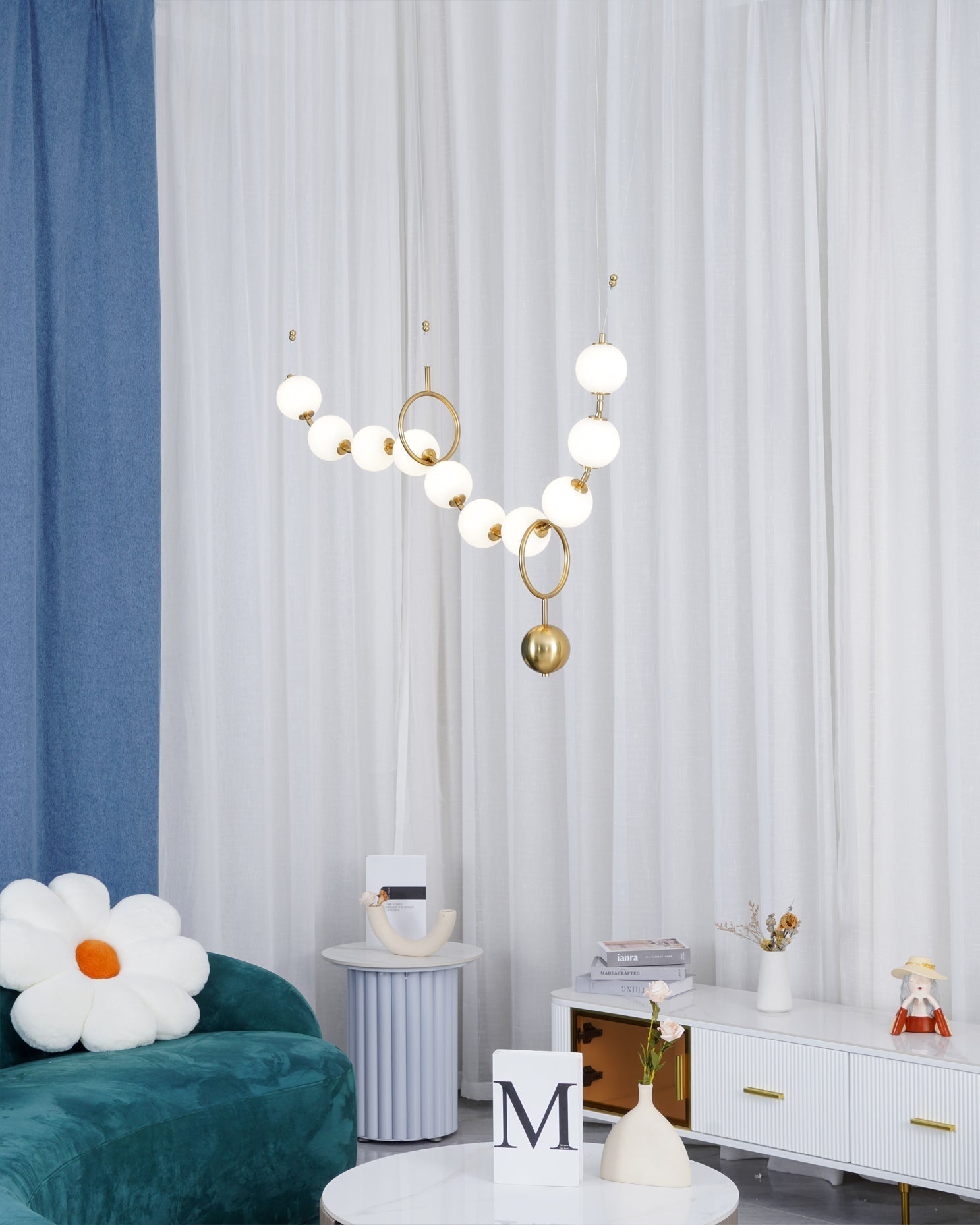Lustra Pendant Lamp Necklace Glass-Neutral Decor