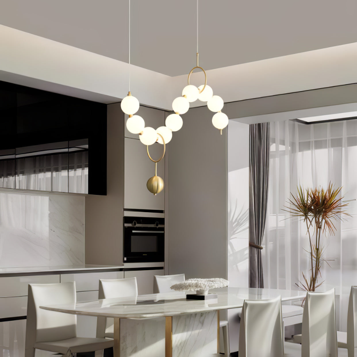 Lustra Pendant Lamp Necklace Glass-Neutral Decor