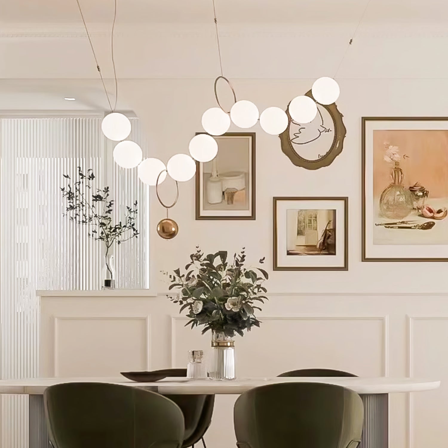 Lustra Pendant Lamp Necklace Glass-Neutral Decor
