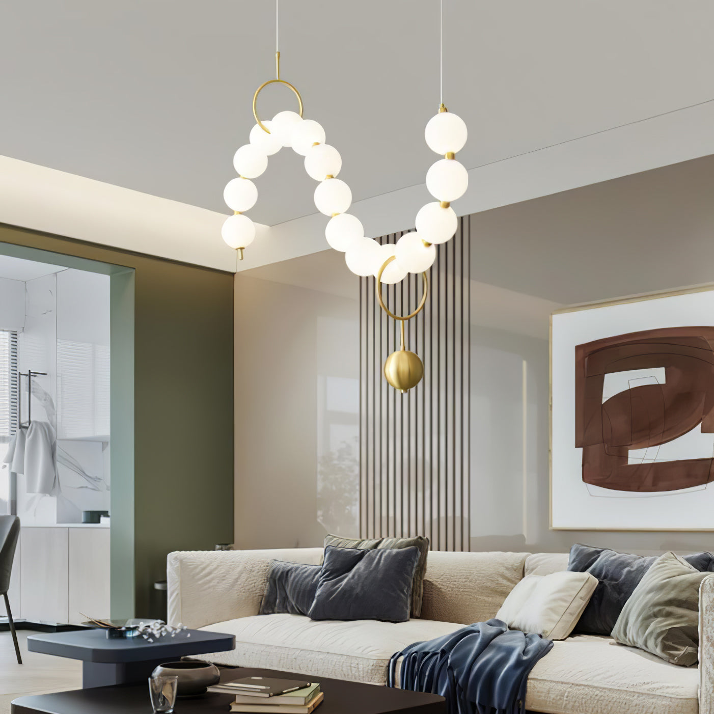 Lustra Pendant Lamp Necklace Glass-Neutral Decor