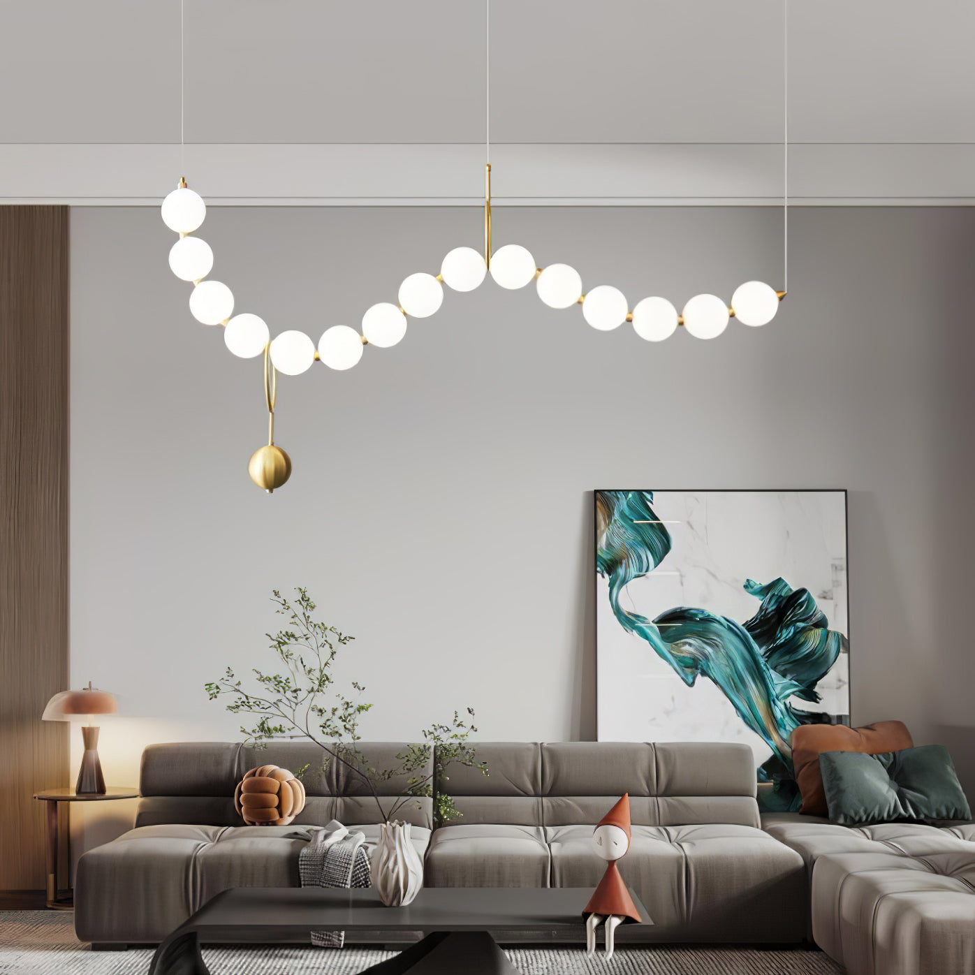 Lustra Pendant Lamp Necklace Glass-Neutral Decor