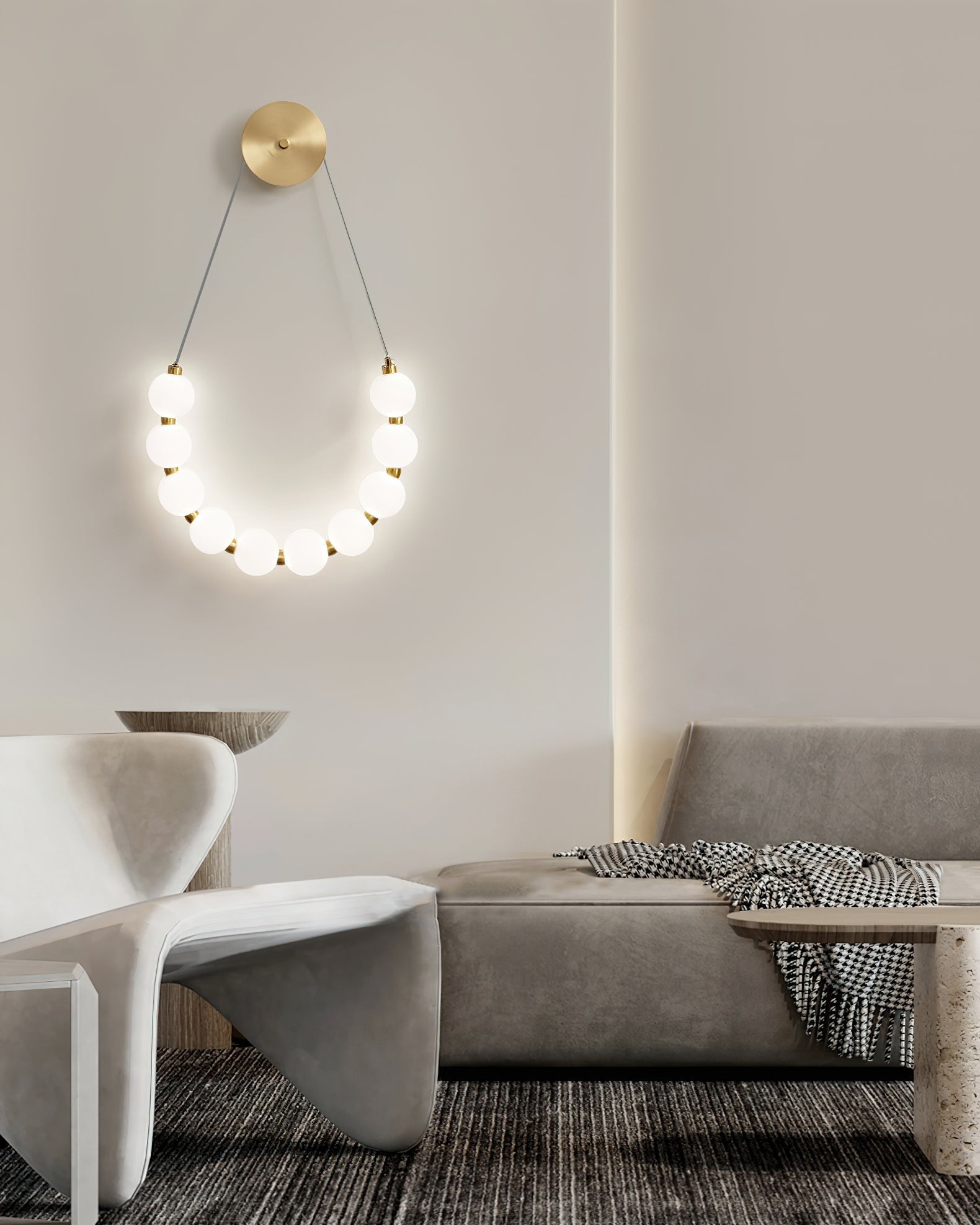 Ilirel Art Necklace Loop Brass Wall Lamp-Neutral Decor