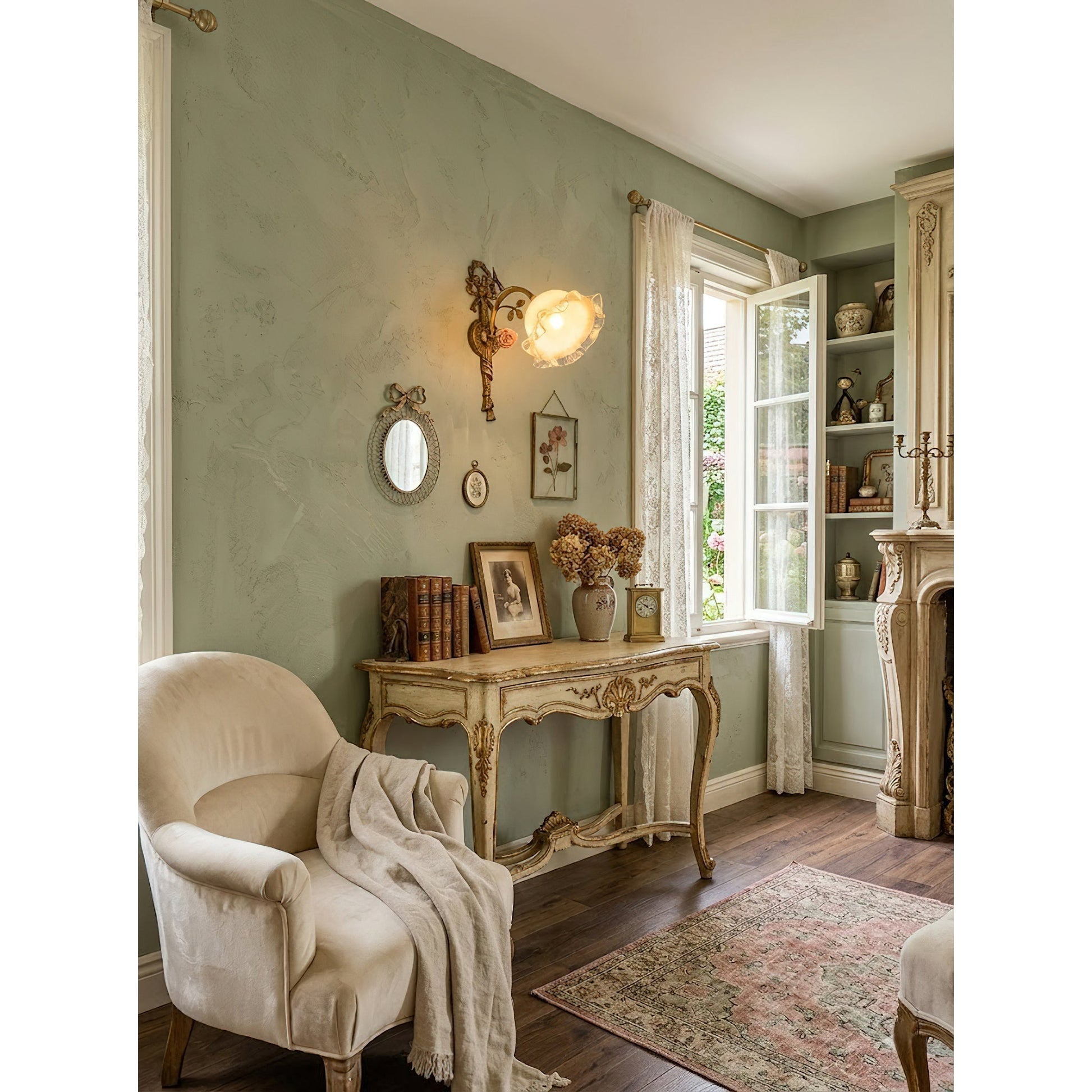 Neiman Wall Lamp, Model A, with its specific glass shade.