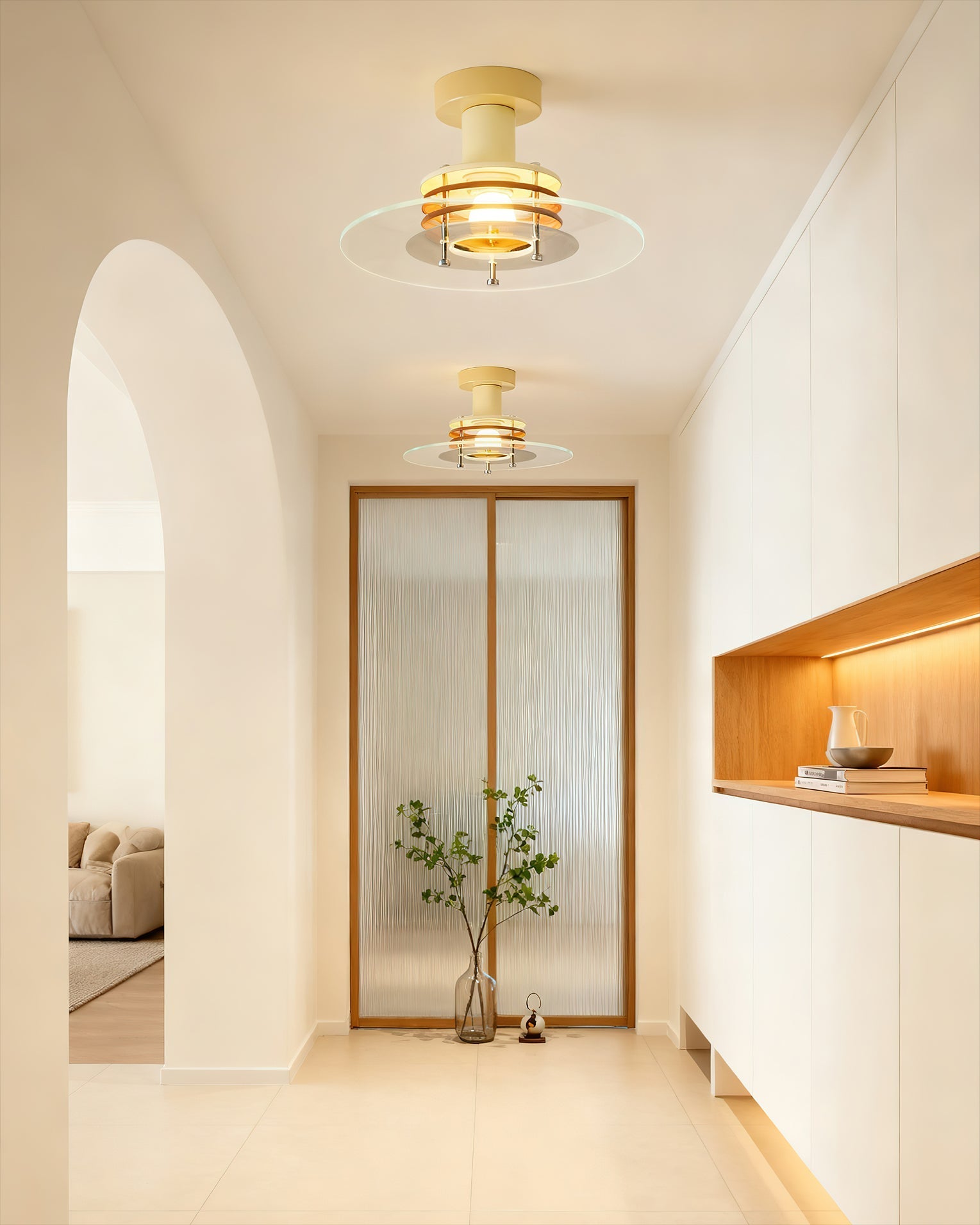 Nello Ceiling Lamp installed in a contemporary living room.