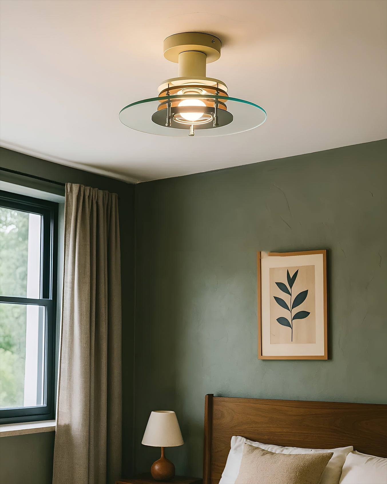 Side profile of the Nello Ceiling Lamp against a neutral wall.