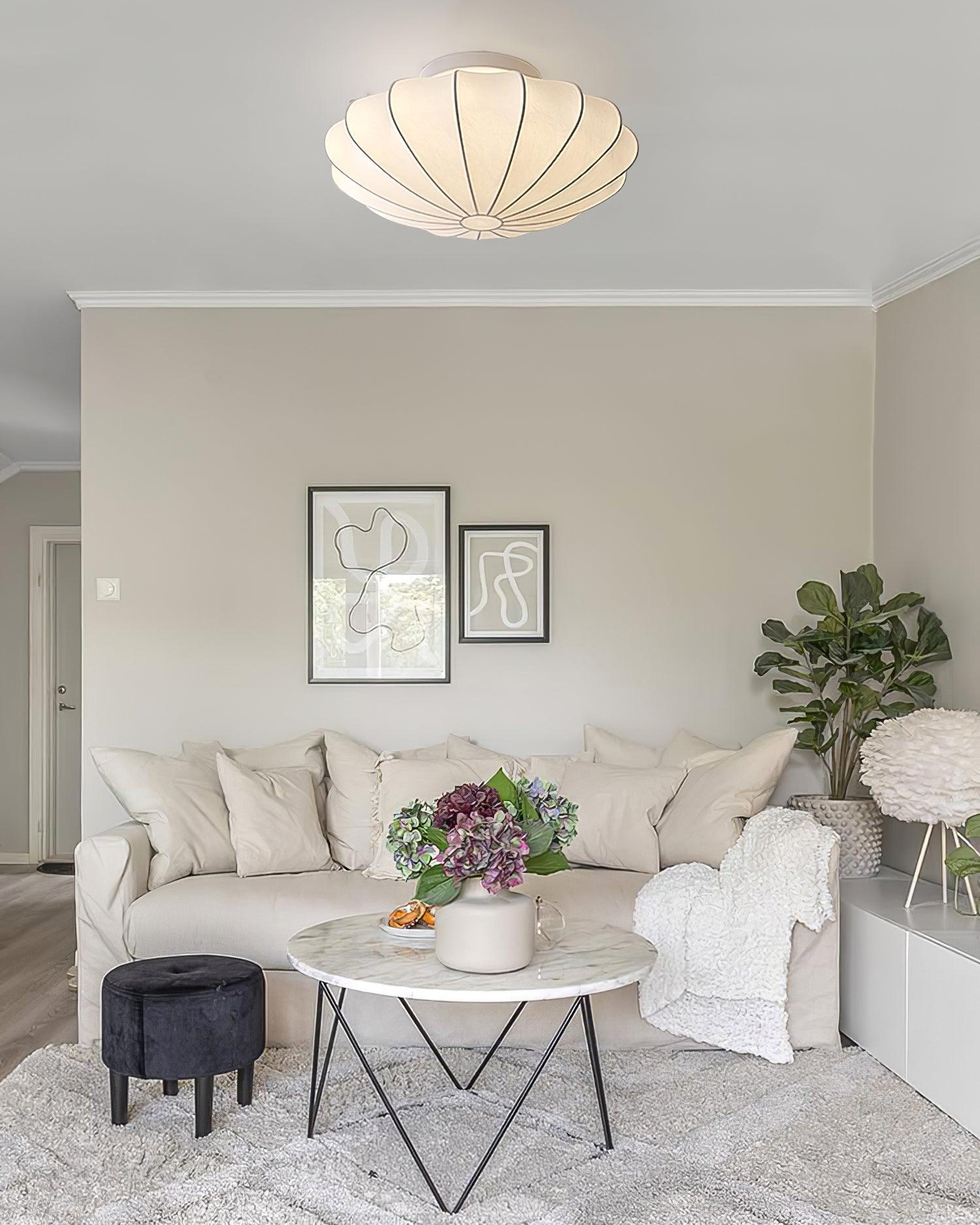 Eveny Ceiling Lamp Fabric Shell Sculptural Elegant-Neutral Decor